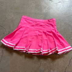 Cheer Skirt Bright Pink - ****Says Adult Small On Tag But Is Much More Of A Kids Size**** Never Worn Waist 24 In Length 12 In Pink Skirted Tennis Skirt For School, Pink School Tennis Skirt, Cute Fitted Tennis Skirt For School, Pink Lined Tennis Skirt For School, Pink Mini Length Tennis Skirt For School, Preppy School Tennis Skirt, School Pink Lined Tennis Skirt, Pink Mini Skort For School, Trendy Pink Skort For School