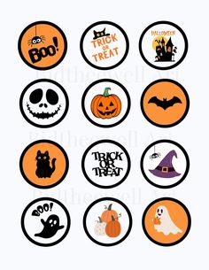 halloween stickers with pumpkins and ghost faces