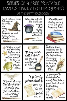 harry potter's house printables with the words and symbols for each character