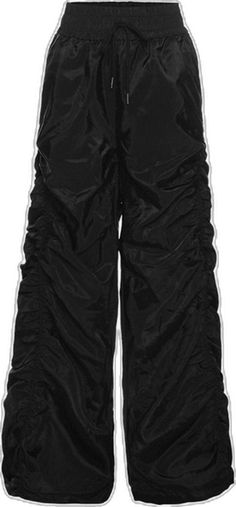 Smocked Loose Tie Casual Pant - Anagoc Stretch Nylon Wide-leg Parachute Pants, Sporty Ankle-length Summer Pants, Casual Streetwear Elastane Pants, Casual Elastane Streetwear Pants, Casual Elastane Pants For Streetwear, Stretch Gym Pants With Drawstring, Trendy Stretch Parachute Pants For Summer, Stretch Straight Parachute Pants For Summer, Summer Stretch Parachute Pants