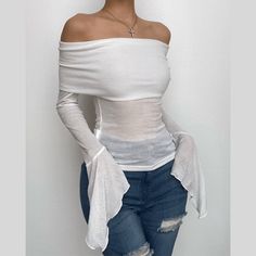 Please refer to our sizing chart for a guideline when choosing a size. 5 business days order processing time. 90% polyester 10% spandex. Bodysuits And Jeans, Long Halter Dress, Sheer Mesh Dress, Halter Swimwear, Baby Tees Y2k, Square Neck Top, Long Crop Top, One Shoulder Tops, Off Shoulder Tops