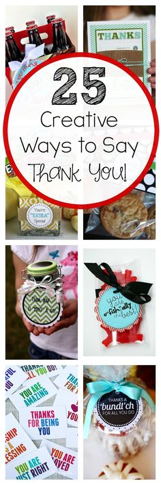 25 creative ways to say thank you with pictures and text overlay that reads 25 creative ways to say thank you