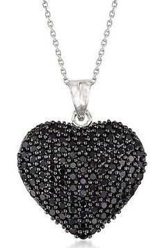 Pair it with your casual or formal attire. Heart Necklace Charm Stainless Steel New. SPINEL IN STERLING SILVER — 4.00 ct. t.w. black spinel heart pendant necklace in sterling silver. 4.00 ct. t.w. round spinels. Gift Silver Necklace With Black Diamonds, Black Necklaces For Anniversary On Valentine's Day, Black Pendant Jewelry For Anniversary, Black Necklace For Anniversary On Valentine's Day, Valentine's Day Black Necklace For Anniversary, Black Necklaces With Diamond Accents For Gift, Black Heart-shaped Jewelry For Anniversary, Sterling Silver Pendant Necklace With Black Diamonds, Sterling Silver Black Diamond Pendant Necklace