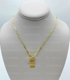 "14K Yellow Gold Paperclip Tag Necklace With Toggle Lock, 18\" Inch, Real Gold Chain, Dog Tag Gold Chain, Engravable Tag, Women Gold Necklace 18\" - 3.4 Gram Metal: 14K Yellow Gold Chain Width: 2.5 mm Closure: Toggle Lock NOT PLATED/ NOT FILLED/ NOT SILVER FREE SHIPPING IN THE USA on all orders 30 Day Return Hassle Free Weight and measurements are approximate and may not always be exactly as stated . At GoldMania we are first of all committed to environmental responsibility. We guarantee that th Yellow Gold Pendant Toggle Necklace Gift, Engraved Oval Link Chain Necklace As Gift, Oval Link Engraved Chain Necklace As Gift, Luxury Chain Necklace With Toggle Clasp As Gift, Luxury Necklace With Toggle Clasp Gift, Luxury Necklace With Toggle Clasp As Gift, Yellow Gold Jewelry With Toggle Clasp Gift, Gift Chain Necklace With Toggle Clasp And Rectangular Links, Gold Rectangular Jewelry With Toggle Clasp