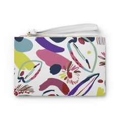 Designed with a loop handle to quickly free your hands, this custom clutch bag is made for the fashionista on the go. It can hold everyday essentials such as a phone, wallet, and keys. It features a zip fastening and a fully lined internal pocket. It is made of vegan leather in the Saffiano pattern finish that was invented by Prada. .: Vegan leather.: Saffiano pattern finish.: Small pocket inside.: Black lining One size Width, in 9.45 Height, in 6.57 Handle length, in 6.69 Width, in 0.20 Trendy On-the-go Wristlet Clutch, Trendy Handheld Wallets With Removable Pouch, Trendy Handheld Wallet With Removable Pouch, Trendy Clutch Wallet For Everyday Use, Trendy Everyday Clutch Wallet, Modern Rectangular Clutch For Daily Use, Trendy Handheld Clutch With Zipper Closure, Trendy Rectangular Wallet For Everyday Use, Modern Clutch With Cell Phone Pocket For Daily Use