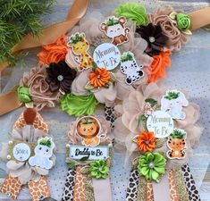 baby shower decorations with giraffes and flowers