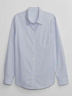 Oxford Easy Shirt | Gap Factory Simple Shirts, Blue Stripes, Patch Pocket, Gap, Oxford, Stripes, Long Sleeves, Collar, Long Sleeve