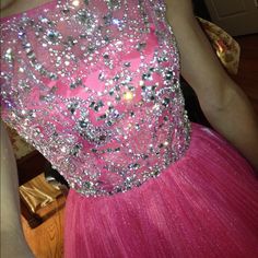 Pretty Sherri Hill Homecoming Dress! Has Been Dry Cleaned! Tight Fitting Top With Cap Sleeves And Full Skirt. Beautiful Beading On Top And Vibrant Color! Would Be Perfect For Any Fancy Occasion Pink Sparkly Dress, Sherri Hill Homecoming Dresses, Pink Sparkly, Full Skirts, Sherri Hill Dresses, Sparkly Dress, Sherri Hill, Homecoming Dress, Full Skirt