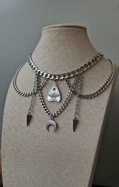 A stainless steel necklace ⛓️ The length of the chain is adjustable from 38.5 cm to 41.5 cm. Halloween Gothic Necklace With Adjustable Chain, Gothic Ankh Metal Necklace, Gothic Ankh Necklace In Metal, Gothic Metal Dangle Necklaces, Ouija Board Necklace, The Chain, Steel Necklace, Stainless Steel Necklace, Jewelry Ideas