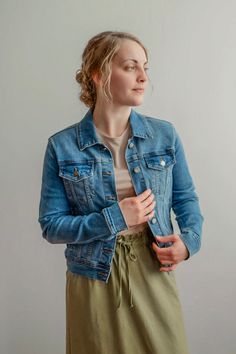 Beat the chill in style with the 'Cheyenne' Jacket! This feminine denim jacket is the perfect piece for layering over your favorite dresses and pairing with fall skirts. With no weird fading or distressing, this jacket has a flattering fit and nice stretch. Style this over a t-shirt dress for a shopping day with friends or over a floral skirt and top for a night out. This is piece you can love for years to come! Fit: true to size; this jacket is less "boxy" than most jean jackets. It has a feminine fit, but lots of stretch so it's not at all restrictive Style: 77% cotton 12% polyester 9% rayon 2% spandex Color: medium wash denim jacket Fabric content: 77% cotton, 12% polyester, 9% rayon, 2% spandex Care instructions: wash gentle cycle, cold; lay flat to dry, cool iron if needed. For best r Chic Relaxed Fit Denim Jacket For Fall, Everyday Medium Wash Denim Jacket For Fall, Medium Wash Stretch Denim Jacket With Long Sleeves, Stretch Medium Wash Winter Outerwear, Stretch Medium Wash Outerwear For Winter, Fall Denim Blue Stretch Outerwear, Fall Stretch Denim Blue Outerwear, Everyday Fitted Denim Blue Jacket, Stretch Medium Wash Long Sleeve Outerwear