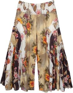 Get a fresh and peppy bohemian vibe in these loose-fit floral palazzo pants with a beige and white twist.  The multicolored floral prints on the fabric create a flowery and fairy look. #tlb #SplitSkirtsPants #Patchwork #Floral #Printed #bohemianfashion #Loosefitpants #patchworkpants #floralpants Floral Palazzo Pants, Patchwork Pants, Boho Tie Dye, Hippie Look, Womens Wide Leg Pants, Trendy Skirts, Split Skirt, Bridesmaid Outfit, Floral Fashion