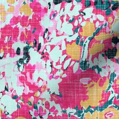 pink and yellow floral print fabric