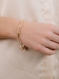 18k gold plated Brass Pavé clasp Approx. 7 Inches Gold-tone Paperclip Bracelet With Rectangular Links, Timeless Gold Bracelets With Rectangular Links, Rose Gold Plated Bracelet With Adjustable Chain, Elegant Gold Plated Paperclip Chain Bracelet, Classic Gold-tone Charm Bracelet, Gold Bracelet With Rectangular Links, Timeless Link Chain Bracelet With Lobster Clasp, Timeless Link Jewelry With Gold Clasp, Metal Charm Bracelet With Tarnish-resistant Rectangular Links