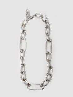 Dramatic effect. A confident style choice, The Mixed Link Super Cable Chain will never go unnoticed. Its oversized links are handmade from sterling silver. Showcase the luster when you wear it solo or team with other favorites to dial up the drama. Sterling Silver Mixed Link Super Cable Chain Necklace Small Links: 20.4mm x 11.4mm XL Links: 26.4mm x 14mm XL Lobster Clasp Closure Adjustable: 1" Extension Chain Total Length: 18" Made in L.A. Globally Sourced Materials Top of Production (TOP) Sample Modern Silver Chunky Chain Necklace, Modern Silver Chain Necklace With Adjustable Chain, Modern Metal Chain Necklace With Chunky Chain, Modern Silver Cable Chain Necklace, Everyday Chunky White Gold Chain Necklace, White Gold Chunky Chain Necklace With Oval Links, White Gold Oval Link Chunky Chain Necklace, Modern Metal Chain Necklace, Modern Silver Chain Metal Necklace