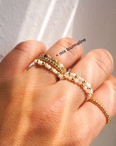 Gold Stretchy Bead Rings, Pearl Ring Band, Dainty Bead Ring, Gold Bead Ring, Stackable Bead Ring, Eternity Bead Ring, Black and Gold Rings - Etsy Black And Gold Rings, Rings Pearl, Bead Rings, Stack Rings, Rings Etsy, Stretch Ring, Etsy Gold Ring, Ring Black, 24kt Gold