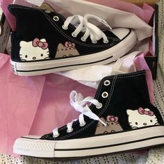 Women’s Size Brand New In The Box Never Worn Price Firm- But I Can Sell On Mercar For Cheaper, Just Ask Hello Kitty And Friends Stuff, Christmas Things To Sell, Cute Korean Shoes, Ribbon Converse, Sanrio Converse, Costom Shoes, Shoes To Get, Cute Shoes For School, Hello Kitty Merch