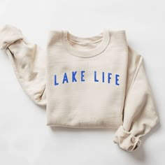 LAKE LIFE Crewneck Sweatshirt, Gift for Lake Lovers, Lake Vacation Keepsake, Comfy Lake Apparel, Boat Life, Summer Memories, Campfire Gift Lake Outfits, Lake Clothes, Lake Outfit, Lake Gifts, Kids Christmas Sweaters, Summer Sweatshirt, Boat Life, Lake Vacation, Beige Pullover