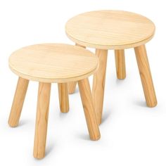 two small wooden stools sitting next to each other