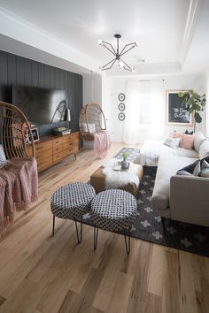 the living room is clean and ready for guests to use it as an entertainment area