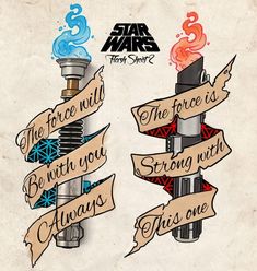 two different types of tattoo designs with the words, the force and the force is always one