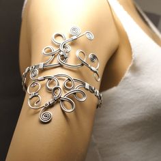 silver upper arm cuff, upper arm bracelet, silver armlet, gypsy upper arm bracelet, bracelet upper arm,silver armlet armband by BeyhanAkman on Etsy Upper Arm Bracelet, Upper Arm Cuff, Arm Bracelets Upper, Upper Arm Cuffs, Arm Bracelet, Hammered Bracelet, Hardware Jewelry, Bijoux Fil Aluminium, Arm Band Tattoo