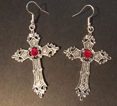 Large cross earrings  6cm x 4cm cross size With silver plated  Or choose sterling silver shepherds hook wires Goth Accessories, Dark Jewelry, Goth Earrings, Shepherds Hook, Cross Earrings, Jewelry Inspo, Pretty Jewellery, Jewelry Earrings Dangle, Beautiful Jewelry