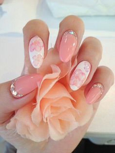 Girly pink nails Japanese Nails, Nail Art Wedding, Spring Nail Art, Fabulous Nails, Unique Nails, Cute Nail Designs, Floral Nails, Creative Nails