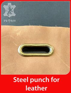 a metal punch for leather with the words steel punch for leather on it and an image of