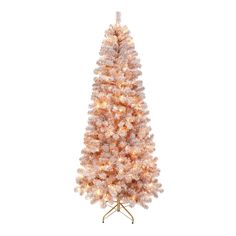 a white christmas tree with lights on it