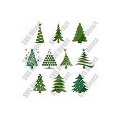 christmas trees are shown in green and white