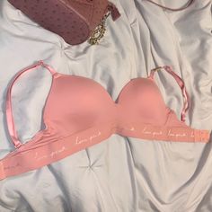 Brand New With Tags Victoria’s Secret Pink Bra Wireless 32d Pushup Victoria Secret Pink Bras Push Up, Pink Bras, Pink Jordans, Navy Blue Cardigan, Victoria Secret Pink Bras, 32d Bra, Cream Shirt, Drawstring Top, Knit Bodysuit