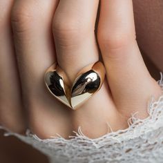 14k yellow gold Love And Loss, Open Heart Ring, Melanie Casey, Velvet Ring Box, Twisted Band, Band Jewelry, Mens Band, Open Heart, Engagement Jewelry