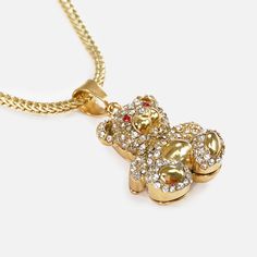 Discover the perfect blend of style and durability with our Teddy Bear 1½" Pendant with Chain Necklace, crafted from high-quality 18K gold plated stainless steel. Whether you're celebrating a victory on the field or making a fashion statement off it, this necklace is designed to complement your sporty lifestyle. With a polished finish that resists rust and tarnishing from sweat or water, it’s made to last through every challenge. This versatile necklace features a charming teddy bear pendant, of Gold Rope Chain Jewelry For Streetwear, Gold Rope Chain Jewelry, Gold Jewelry For Streetwear, Gold Adjustable Chain Necklace For Streetwear, Gold Necklace With Adjustable Chain For Streetwear, Gold Chain Necklace With Adjustable Chain For Streetwear, Gold Metal Necklaces For Streetwear, Sporty Lifestyle, Lion Pendant