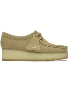 Clarks Originals 
Beige Wallacraft Bee Derbys 
Suede derbys in beige. 
. Square moc toe 
. Lace-up closure 
. Bellows tongue 
. Unlined 
. EVA foam rubber footbed 
. Crepe rubber platform midsole 
. Treaded rubber outsole 
. Platform: H1.5 in 
Supplier color: Maple 
Upper: leather. Sole: rubber. 
Made in Viet Nam. 
232094F120003 
Originals Beige Wallacraft Bee Derbys default Cool,Elegant,Fashionable    Plain    Women Shoes, size features are:Bust: ,Length: ,Sleeve Length: Beige Lace-up Shoes With Rubber Sole And Round Toe, Beige Closed Toe Lace-up Shoes With Rubber Sole, Beige Lace-up Shoes With Rubber Sole, Classic Beige Lace-up Shoes With Rubber Sole, Casual Beige Oxfords With Rubber Sole, Beige Oxfords With Stitched Sole And Round Toe, Beige Almond Toe Oxfords With Stitched Sole, Beige Slip-on Oxfords With Rubber Sole, Beige Suede Oxfords With Round Toe