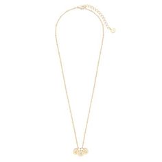 Madeline Three Initial Pendant – Brook & York Dainty Adjustable Charm Necklace With Coin Pendant, Dainty Charm Necklace With Delicate Chain And Round Disc, Dainty Coin Necklace With Initial Pendant And Delicate Chain, Delicate Charm Necklace With Round Disc, Initial Pendant Coin Necklace With Adjustable Chain, Elegant Nickel-free Initial Pendant Charm Necklace, Hallmarked Gold Plated Initial Pendant Jewelry, Gold-tone Initial Pendant Necklace Gift, Gold-tone Initial Pendant Chain Necklace For Gift