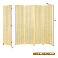 a tall room divider with measurements for each panel