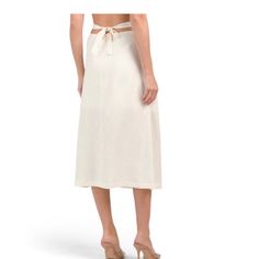 Weworewhat Cut Out Midi Skirt Size Xs Nwt Linen Blend. Color: Whisper White Elegant Linen Pencil Skirt, Chic Asymmetrical Skirt With Tie Waist, Spring Tie Waist Maxi Skirt, Summer Flared Skirt With Tie Waist, Elegant Summer Wrap Skirt With Lining, Spring Asymmetrical Skirt With Tie Waist, Beige Midi Length Bottoms For Daywear, Spring Tie Waist Midi Wrap Skirt, Spring Daywear Skirt With Tie Waist