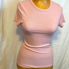 Pink By Victoria Secret Ribbed T-Shirt Size Smal/Medium / Very Tight Color Mauve New With Tag Fitted Basic Ribbed T-shirt, Basic Ribbed Short Sleeve Top, Pink Ribbed Stretch T-shirt, Basic Ribbed Everyday T-shirt, Basic Everyday Ribbed T-shirt, Solid Color Ribbed Short Sleeve Crew Neck Top, Solid Ribbed Crew Neck Short Sleeve Top, Solid Color Ribbed Short Sleeve Stretch Top, Ribbed Crew Neck Short Sleeve Top