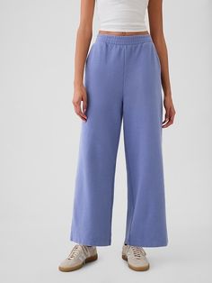 Textured Wide-Leg Ankle Sweatpants Elevated Casual Solid Ankle-length Pants, Comfortable Bottoms With Ribbed Waistband For Elevated Casual Wear, Gap Casual Pants With Relaxed Fit, Gap Sweatpants With Elastic Waistband For Loungewear, Gap Relaxed Fit Athleisure Pants, Gap Athleisure Pants For Loungewear, Sporty Gap Bottoms For Spring, Trendy Relaxed Fit Gap Bottoms, Comfortable Straight Pants For Elevated Casual Occasions