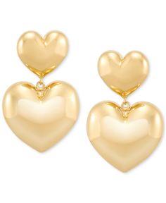 in stock Heart Drop Earrings, Double Heart, Fine Jewellery Earrings, Jewelry Watches, Fine Jewelry, Jewelry Earrings, Yellow Gold, Drop Earrings, Yellow