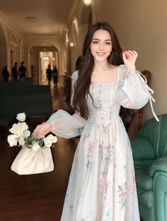 Olivia Mark - Pure and Elegant Tea-Length Dress with Flattering Silhouette - Perfect for Vacations Tea Dress Outfit, High Tea Dress, 160 Pounds, 120 Pounds, Camisole Dress, Tea Length Dresses, Vacation Dresses, Lantern Sleeve, Tea Length