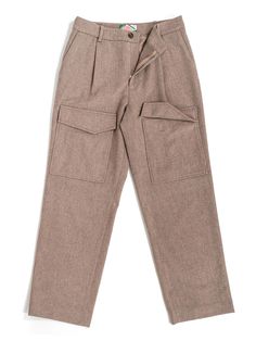 Editor's NotesIOEDLE's cargo pants are made of 100% Wool material. It is designed as an overfit silhouette to wear comfortably and stylishly.- Button and zipper closure- Pocket on the front- 100% Wool material- Oversized silhouette- Tucks on the frontMeasurements(in.)1/2- Waist: 14.56 / 17.51 in.- Total length: 40.55 / 41.73 in.- Front rise: 14.17 / 14.56 in.- Thigh: 12.99 / 14.17 in.- Hemline: 8.85 / 9.44 in.Model info Man: 6'13 Fitting size 2 Woman: 5'70 Fitting size 1Composition & Care- Shell: 100% Wool / Lining: 50% Viscose Rayon, 50% Polyester- Dry cleaning- Do not tumble dry- Do not bleachDesigner- by IOEDLE Workwear Straight Parachute Pants With Flap Pockets, Workwear Parachute Pants With Flap Pockets, Relaxed Fit Tapered Leg Cargo Pants With Pockets, Khaki Workwear Bottoms With Pockets, Relaxed Fit Cargo Pants For Work, Fall Cargo Pants With Multiple Pockets For Work, Utility Baggy Bottoms With Welt Pockets, Beige Cargo Pants With Cargo Pockets For Fall, Workwear Cargo Pants With Multiple Pockets