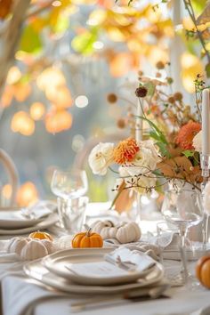 Explore charming Autumn dining table ideas. This pin showcases various cozy dining setups perfect for warm seasonal meals, featuring beautiful decor and elegant table arrangements.