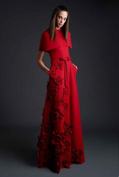 This is a custom order item. It will ship 6 - 10 weeks after order confirmation. For custom colour choices please email us to discuss options. True to size 68% polyamide | 32% elastane Made in Toronto | Fabric milled in Italy Dry Clean Only Luxury Wide-leg Evening Maxi Dress, Embroidered Evening Set With Cape Sleeves, Elegant Embellished Red Kaftan, Elegant Red Embroidered Kaftan, Luxury Taffeta A-line Evening Dress, Turks And Caicos Islands, Black Tie, Color Choices, Evening Wear