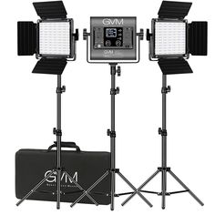 two light stands and a cell phone on a white background with the text rgb color