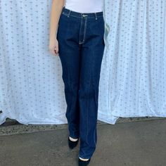 Vintage 80s New Old Stock With Tags Dark Wash High Rise Jeans. Brand = Gitano Size 14 Long Fits More Like Medium 8/10 100% Cotton Denim With No Stretch. Extra Long Straight Leg With White Pop Color Stitching. Waist = 16” Hips = 21 1/2” Rise = 14” Thigh = 12” Inseam = 34 1/4” Model Is 5’6” Size 6 (These Were Big On Her ) Clean And Ready To Wear Smoke Free Home Pet Friendly Home Ships Next Day Jeans Tall, Pop Color, High Rise Jeans, High Jeans, Extra Long, Pet Friendly, Color Pop, Ready To Wear, Straight Leg