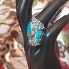 Nwt Beautiful #Sterling Silver Kingman Turquoise Cabochon Ring. Smaller Turquoise Sets Lining Each Side Of Ring. Ornate Southwestern Detailing. Size: 7 Materials: Sterling Silver .925 Copper Matrix Kingman Mine Turquoise Thank You For Stopping By My Closet. Please Ask Me Any Questions You May Have & Happy Poshing! :) Jtv Jewelry, Cabochon Ring, Kingman Turquoise, Blue And Silver, Matrix, Silver 925, Copper, Size 7, 925 Sterling Silver