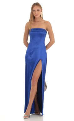 Nicholya Satin Pleated Strapless Maxi Dress in Royal Blue Classy Prom Dresses Elegant, Ring Dance Dresses, Royal Blue Long Dress, Royal Blue Bridesmaid Dresses, Silk Prom Dress, Matric Dance, Navy Blue Prom Dresses, Gorgeous Maxi Dresses, Royal Blue Prom Dresses