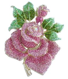 PRICES MAY VARY. Material: Zinc Alloy (Gold Tone), Austrian Crystal. Main stone color: Pink and Green. The size of the brooch: 13.5cm (5.32") Length by 10.0cm (3.94") Width. Wrapping: Come with some spare crystals, and a gift box or favor bag (depend on product size). If you need assistance please contact us. Have a hook on the back, it can be used as a pendant. Versatile Fashion Accessory: This brooch is designed to complement a wide range of outfits and accessories, including clothing, bags, h Spring Flower Brooch, Cheap Flower Shaped Brooch Pins, Affordable Flower-shaped Party Brooches, Flower Brooch Jewelry, Flower Brooch Handmade Tutorials, Rose Flower Brooch For Party, Diamond Brooch, Crystal Rose, Pin Pendant