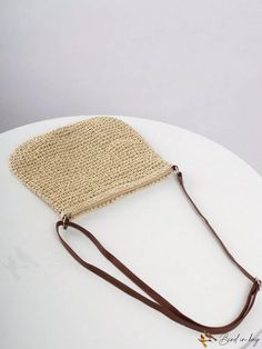 BirdinBag - Medium Straw Bag with Letter Patch: Ideal for Summer Beach Travel Beige Pouch Hobo Bag For Summer, Summer Beige Hobo Bag Pouch, Beige Summer Hobo Pouch Bag, Brown Crochet Shoulder Bag For Beach, Beach Pouch Satchel In Beige, Vacation Brown Pouch Shoulder Bag, Summer Woven Pouch Bag, Brown Pouch Shoulder Bag For Vacation, Beige Pouch Satchel For Beach